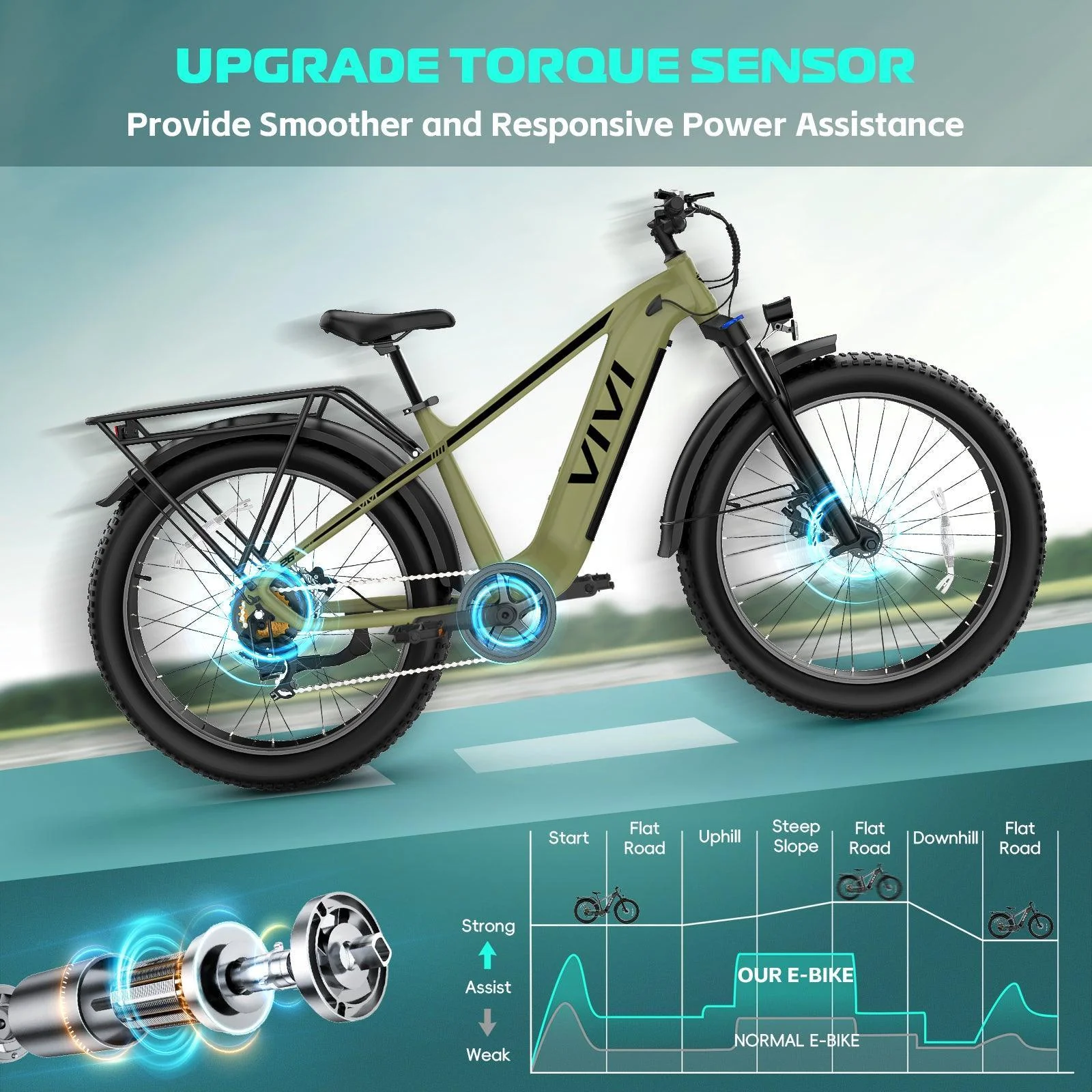 VIVI ACE01 Electric Bike All Terrain Fat Tire Electric Bike SGS Certified to UL2849 5 VIVI ACE01 Electric Bike All Terrain Fat Tire Electric Bike SGS Certified to UL2849
