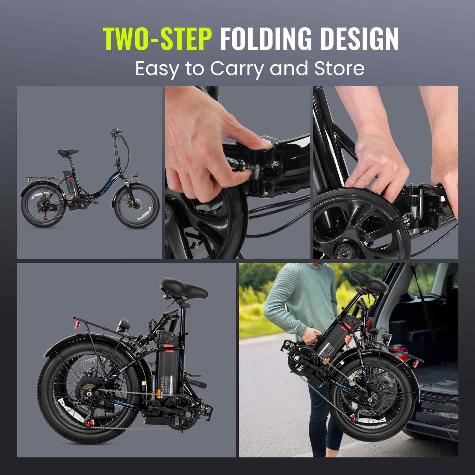 VIVI MT20UL Electric Bike 3.0" Fat Tire Folding Electric Bike SGS Certified to UL2849 7 VIVI MT20UL Electric Bike 3.0" Fat Tire Folding Electric Bike SGS Certified to UL2849