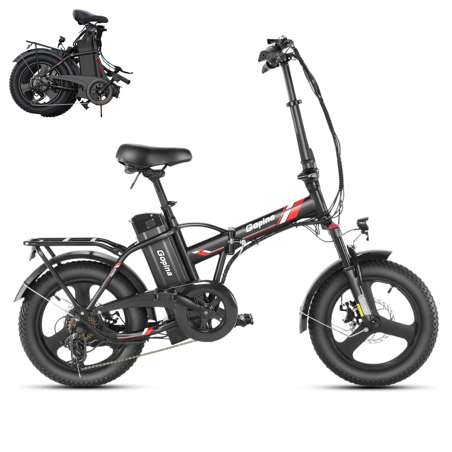 VIVI Gopina Electric Bike 3.0" Fat Tire Folding Electric Bike SGS Certified to UL2849