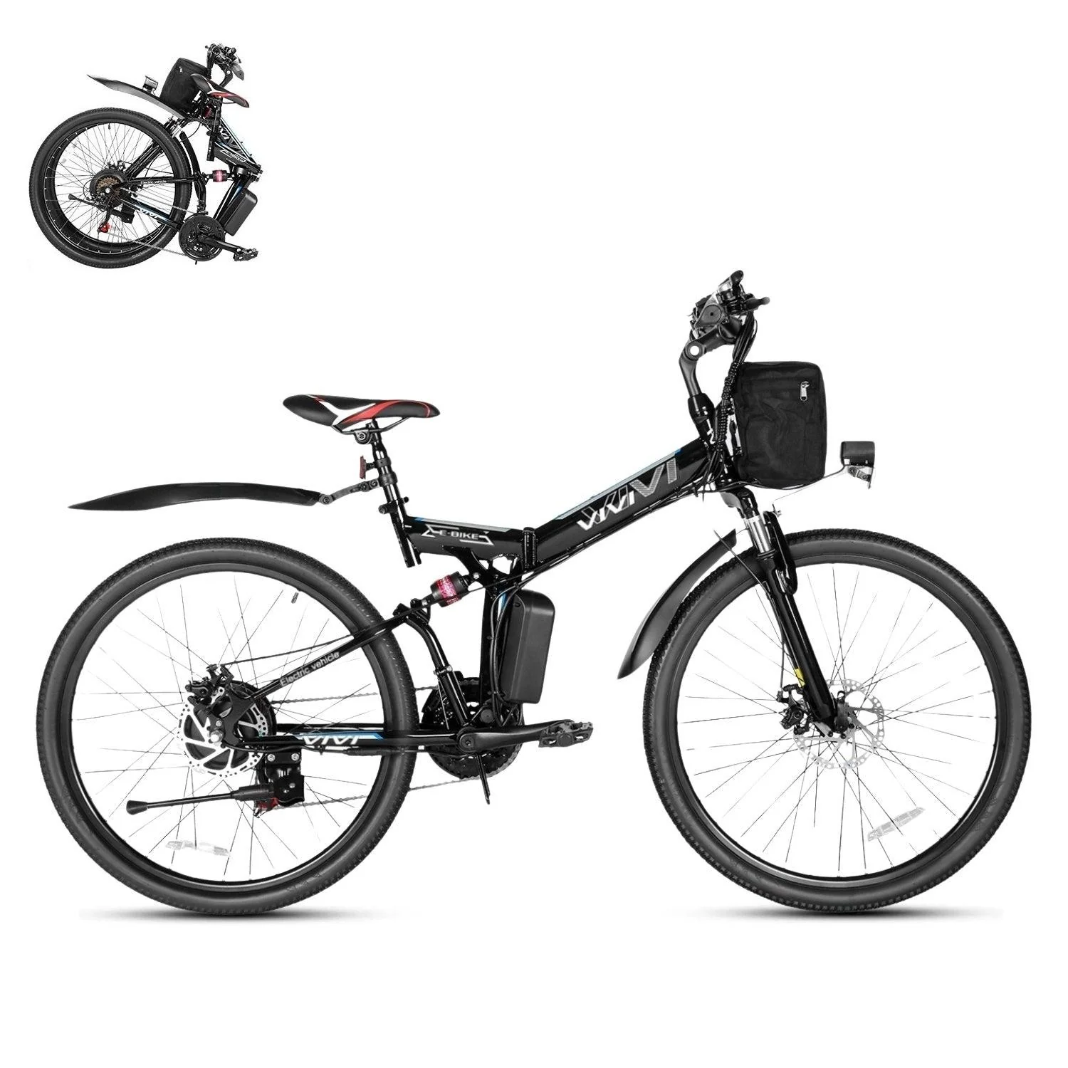 VIVI M026TGBUL Electric Bike Foldable Full Suspension Electric Mountain Bike SGS Certified to UL2849