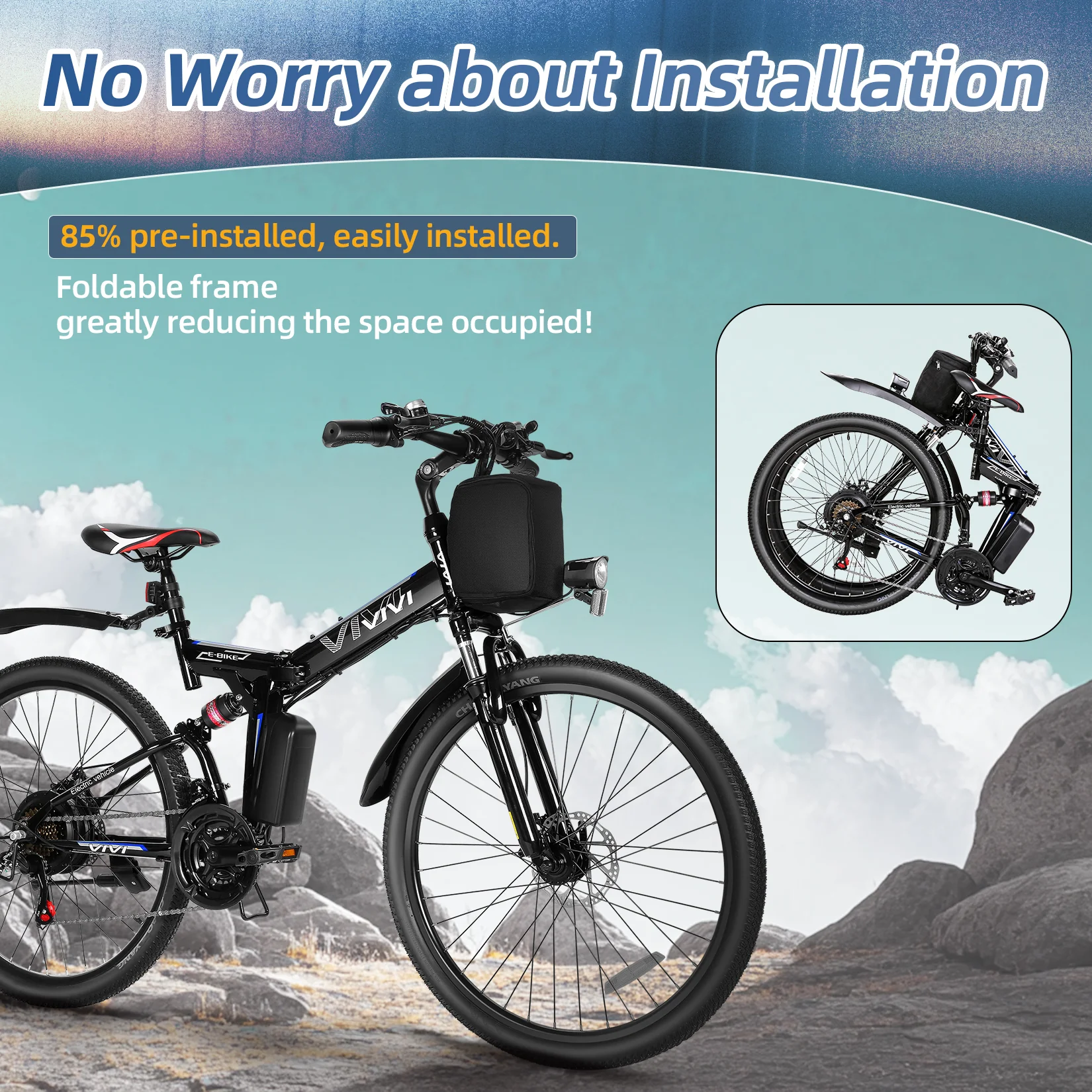 VIVI M026TGBUL Electric Bike Foldable Full Suspension Electric Mountain Bike SGS Certified to UL2849 8 VIVI M026TGBUL Electric Bike Foldable Full Suspension Electric Mountain Bike SGS Certified to UL2849