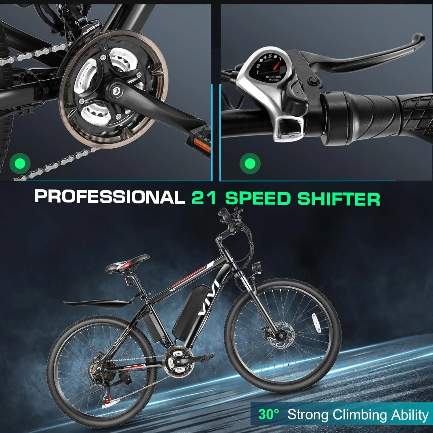 VIVI M026SHUL Electric Bike Hardtail Electric Mountain Bike SGS Certified to UL2849 9 VIVI M026SHUL Electric Bike Hardtail Electric Mountain Bike SGS Certified to UL2849