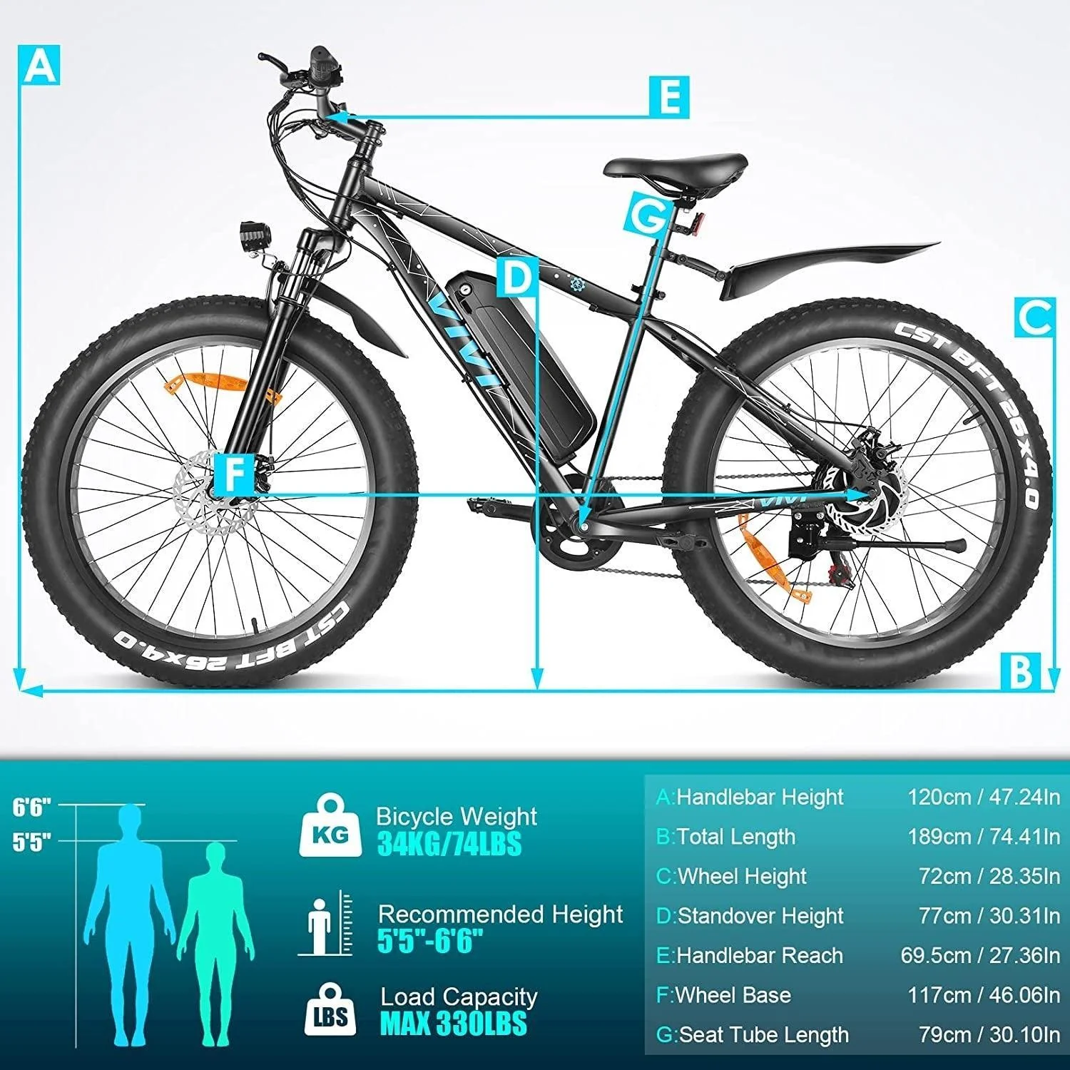 VIVI F26FUL Electric Bike Long Range Fat Tire Electric Bike SGS Certified to UL2849 16 VIVI F26FUL Electric Bike Long Range Fat Tire Electric Bike SGS Certified to UL2849