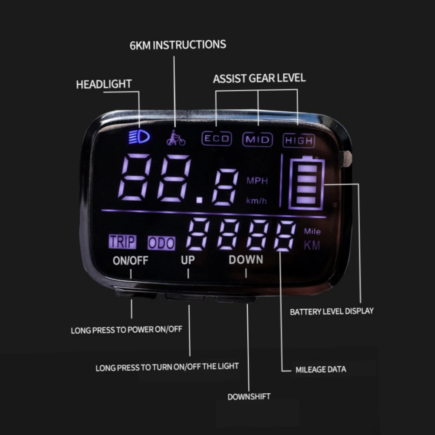 VIVI Electric Bike 48V 08N LCD Display Meters For Gopina Ebike